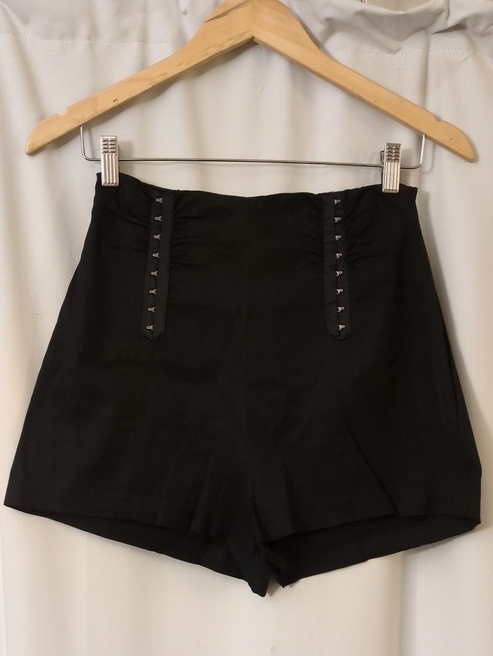 bebe Black High-Waist Hook-Front Women’s Shorts